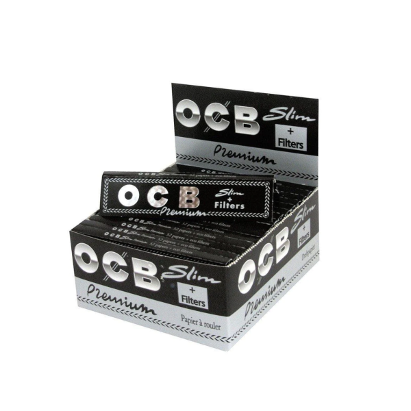 OCB Premium Slim black Papers + Tips (32 x 32 Sheets)