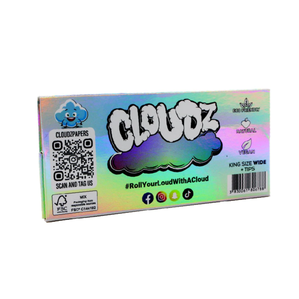 Cloudz - Big Tings "Wide" Rolling Papers King Size + Tips - White - Image 4