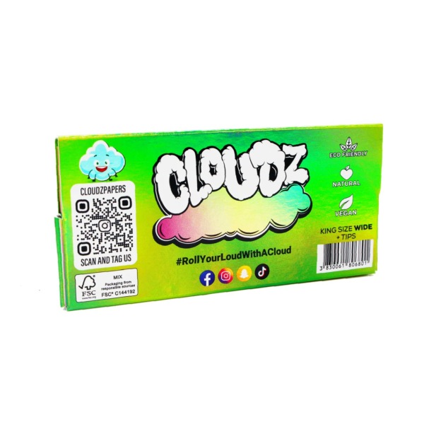 Cloudz - Big Tings "Wide" Rolling Papers King Size + Tips - Hemp - Image 3